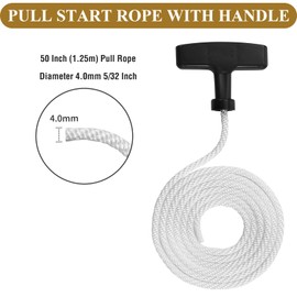 MAEZOE 4pcs Lawn Mower Pull Cord with T-Handle, Universal Pull Cord Rope Replacement Kit for Lawn Mowers, Generators, Trimmers – Heavy Duty, Easy to Install, Ergonomic Grip