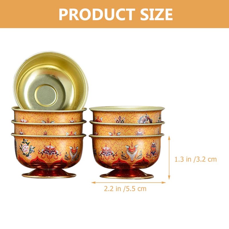Ciieeo 7pcs Feng Shui Alloy Offering Bowl - Worship Cup,