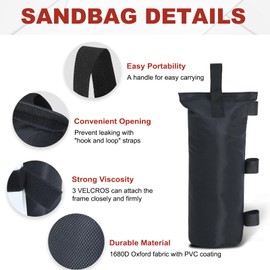 ABCCANOPY ABCCANOPY 150 LBS Extra Large Canopy Sand Bags, 4-Pack, Black (Without Sand)