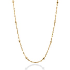Miabella Italian 18K Gold Over Silver Singapore Bead Chain Station Necklace for Women, Made in Italy, Sterling Silver, No Gemstone