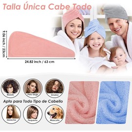 BEE VIBES Moon & Back Toalla de Microfibra para Cabello 3 Pack; Secado de Pelo Rápido; Gorro Absorbente de Agua para Mujeres; Turbante Suave de Baño con Botones (Rosa + Azul + Morado)