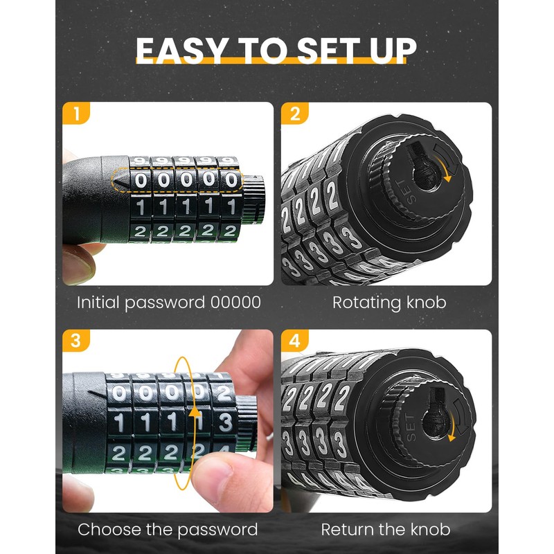 Everyfun Bike Lock Cable with Combination,High Security 5-Digit Resettable Combination