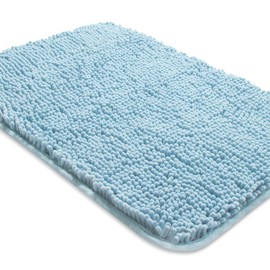 Yeaban Baby Blue Bathroom Rugs – Thick Chenille Bath Mats | Absorbent and Washable Bath Rug Non-Slip, Plush Rugs for Bathroom, Kitchen, Shower, Sink(24" x 36")