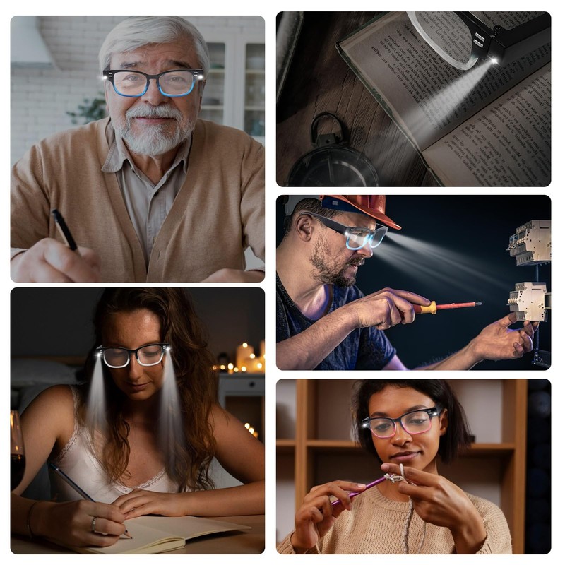 3Pack Reading Glasses with Light Bright LED Readers Magnifying Glass