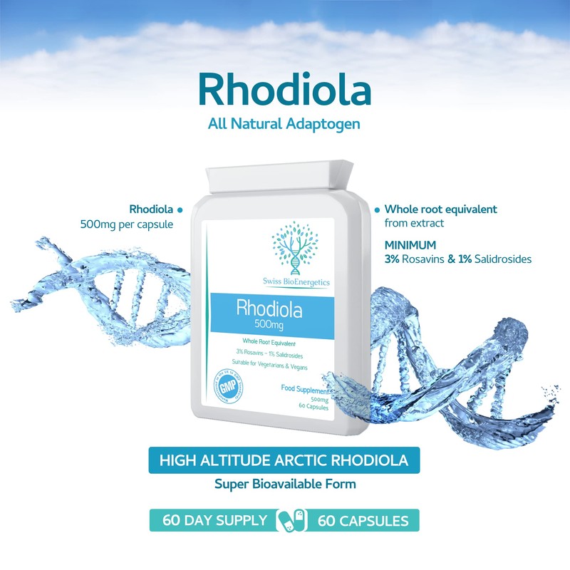 Rhodiola 500mg (3% Rosavins - 1% Salidrosides) Whole Root Equivalent