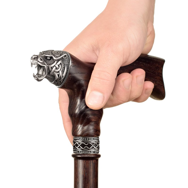 Asterom Handmade Celtic Walking Cane for Men - Bear -