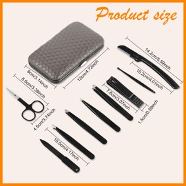Yougai Tweezers Set, 9 Pcs Tweezers and Nail Clippers Kit for Facial Hair Women with Travel Case, Professional Stainless Steel Eyebrow Tweezer Kit Great Precision Tweezers for Daily Beauty Tool