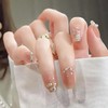 LeTradeJP Nail Tips, 24 Pieces, Short, Nail Supplies, Pearl, Pink,