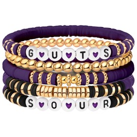 GAUEIOUR Olivia Bracelets Set for Women,Guts&Sour Album Bracelet,Purple Series Soft Clay Bracelet,Concert Music Inspiration Fan Bracelet,Friendship Elastic Bracelet