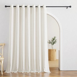 RYB HOME Sheer Door Curtains - Privacy Linen Textured Semi Sheer Curtains Grommet Light Filtering Window Covering for Living Room Bedroom Canopy Bed, W 100 x L 95 inch, 1 Pc, Linen