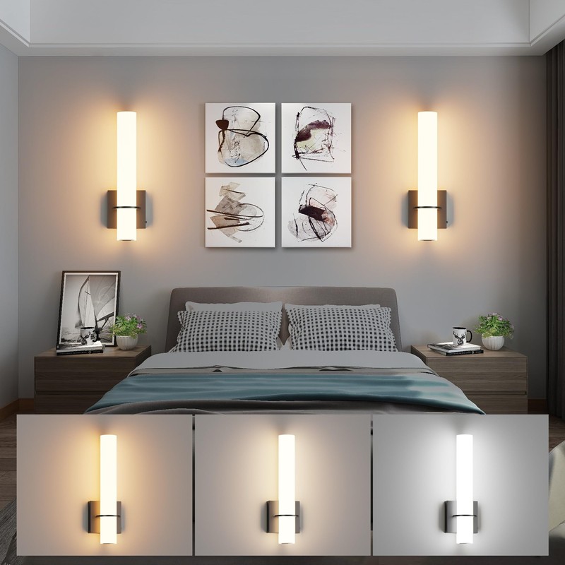irotine Modern Wall Sconces Set of 2, 5 Color Temperature