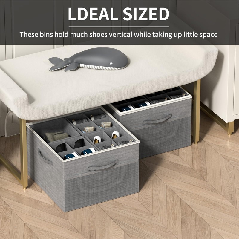 Aokeyee Shoe Organizer for Closet,2 Pack Foldable Shoe Storage Organizer