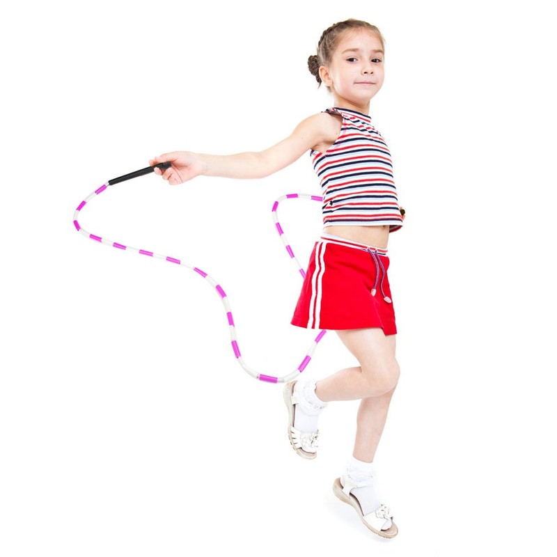 K-Roo Sports SJMP-001 Jump Rope with Plastic Beaded Segmentation, 7',Pink/White