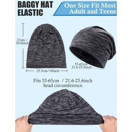 Kiiwah 2 Pcs Unisex Striped Slouchy Beanie Hat, Winter Jersey Skull Cap Fashion Baggy Hat for Men & Women Black, Brown