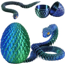 Joycabin 3D Printed Snake Toy, Easter 3D Printed Dragon Egg Snake Eggs, Easter Snake Eggs, 3D Printed Animals Toy for Children, Gifts, Desk, Home Decor (Blue Green)
