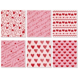 AnyDesign 6Pcs Valentine's Day Swedish Kitchen Dishcloth Red Pink Heart Cotton Kitchen Towel Reusable Absorbent Dish Towel for Home Kitchen Housewarming Cleaning, 7 x 8 Inch