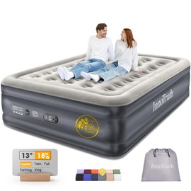 InnoTruth Air Mattress Queen with Built in Pump, Inflatable Mattress Blow up Mattress, Family Choice Award Winner, 18" Colchones Inflables Foldable Air Bed for Guest & Home, Ideal for Camping, 650lbs