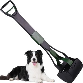 WOILIFE 36" Tall Pooper Scooper for Large Dogs Heavy Duty, Long Handle Poop Scoop for Yard, Grass, Gravel, Dog Poop Grabber with High Strength Material and Extra Wide Grip(Dark Green)