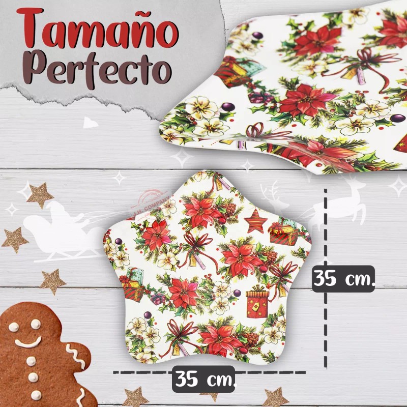 J.H. Company Charola Plana Navideña De Plastico Decorativa Cocina Postres