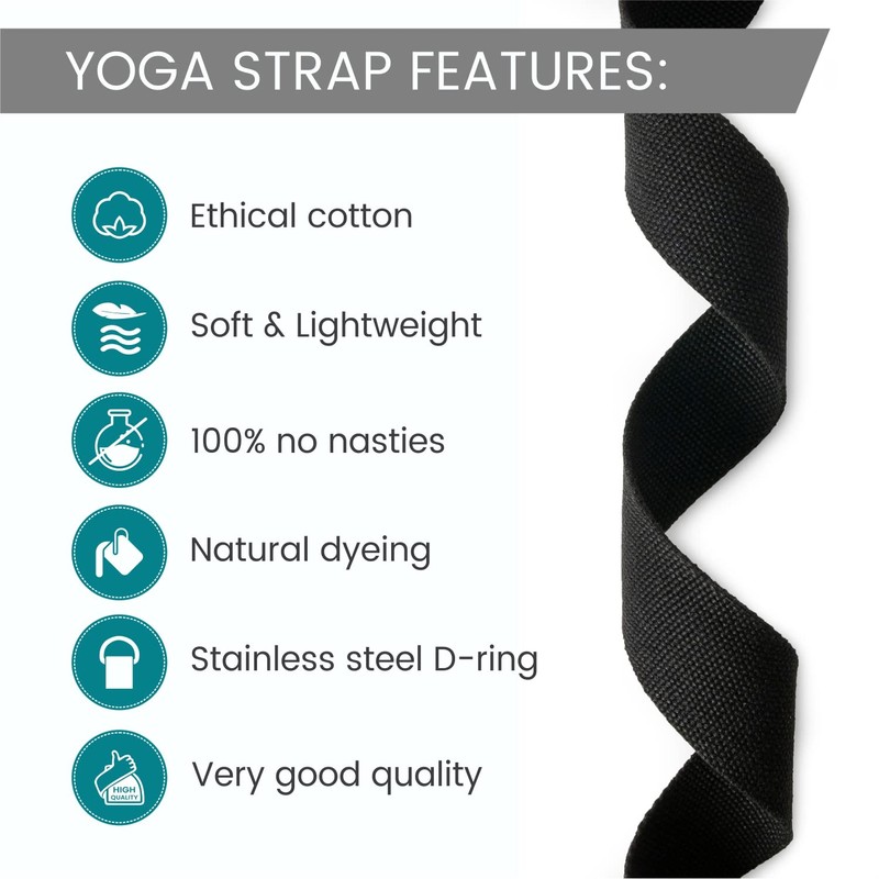 Black Metal D-Ring Buckle Yoga Studio Belt 2.5M