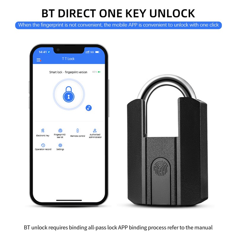 Fingerprint Padlock IP67 Water Resistant APP Control Smart Pad Lock