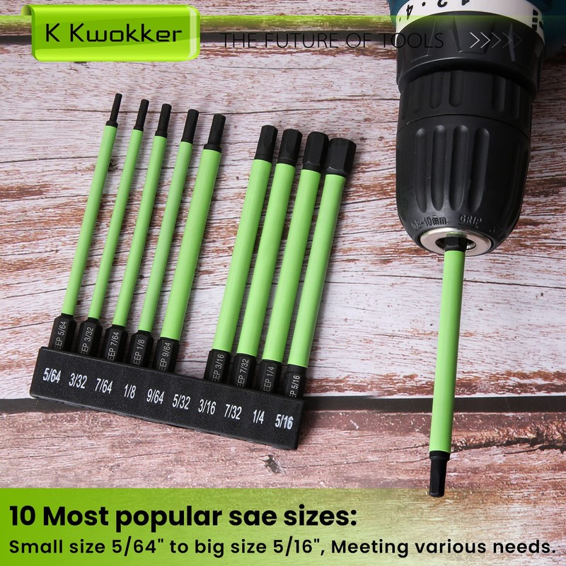TLEEP 10 Pcs 1/4" Hex Head Allen Wrench Drill Bits