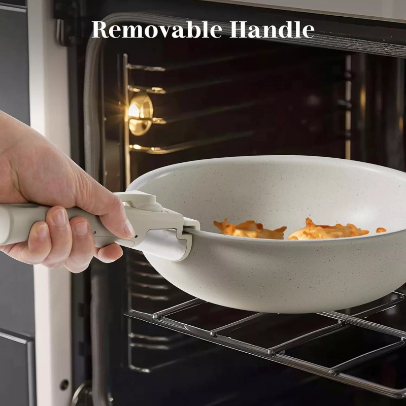 ANTONIA Set of 12 Beige Pot Pan Set Nonstick Kitchen