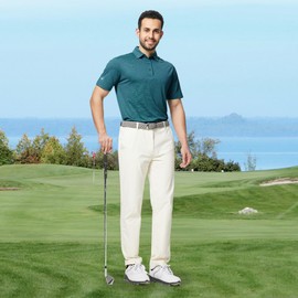 Golf Shirts for Men Dry Fit Short Sleeve Moisture Wicking Performance Jacquard Texture Collared Polo Shirts for Men