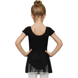 MdnMd Toddler Girls Dance Ballet Leotard with Tutu Skirt Outfit Dress (Black, Age 4-6 / 4t,5t)