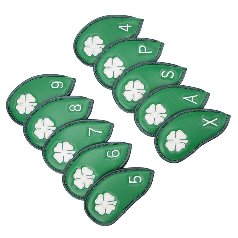 10 PCS Golf Club Head Covers Four Leaf Clover Pattern