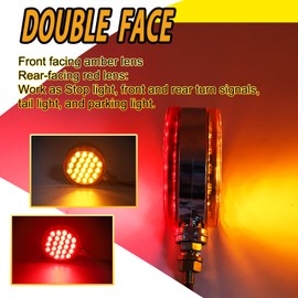 Trailer Pedestal Lights stud mount Turn Signal Side Lamp, Round Double Face Marker for Heavy Truck Cargo Trailer Freightline Peter-bilt Ken-worth Mack Western Star 2Pcs (Red Amber)
