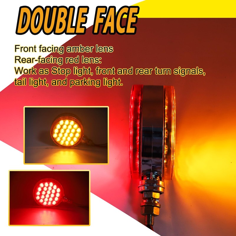 Trailer Pedestal Lights stud mount Turn Signal Side Lamp, Round