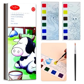 JUNQIU Watercolor Coloring Books for Kids Ages 4-8, Pocket Watercolor Painting Book for Toddlers, Arts and Crafts for Girls Boys, Water Colors Paint Kids