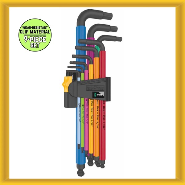 Wera 950/9 Hex-Plus Multi-color SAE Standard L-Key Set BlackLaser (9