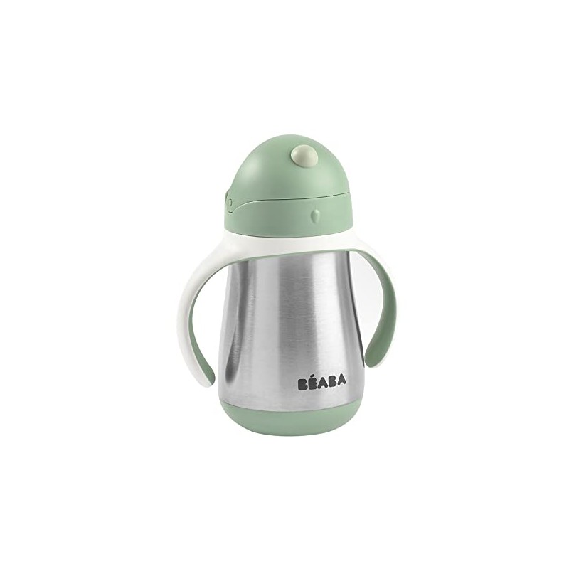 Beaba Vaso para Sorber con Pajita de Acero Inoxidable, Sabio