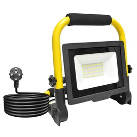 RIGIDON 30 W LED Construction Spotlight, 3000 LM Portable LED Work Light, LED Spotlight Work Spotlight with Plug, IP66 Construction Light, for Workshop, Construction Site, Garage, Garden, 6000 K