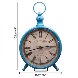 Belle Vous Table Clock Vintage Quiet - 23 x 15 cm Antique Retro Alarm Clock Without Ticking, Grandfather Clock Small Analogue Clock Desk Standing Clock Living Room Bedside Office - Alarm Clock Vintage
