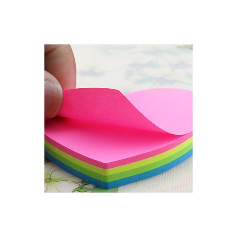 Rainbow Love Heart-Shaped Sticky Note Cube Super Sticky Removable Notes