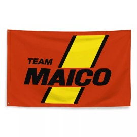WHEELSPIN RACEWEAR Team MAICO Red with Yellow Stripe - NEW Vintage MX Moto Flag