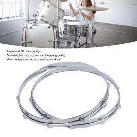 2Pcs Alloy Drum Hoop Set, 10 Hole 14in Decorative Drum Hoops for Performance and Travel, Improve Sound Quality, Easy Installation, Visual Decoration, Universal Adaptability