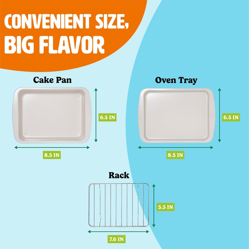 Tasty Nonstick Toaster Oven Baking Set Includes Cake Pan, Oven