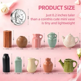 10 Pack Cute Mini Ceramic Vase Fridge Magnets with Artificial Flowers, Magnetic Decor for Fridge, Whiteboard, Locker & Kitchen, Birthday for Mom Grandma Women