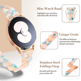 BAIHUIAM Resin Bands Compatible with Galaxy Watch 7/6/5/4/FE Band 40mm 44mm Women, Slim 20mm Band for Galaxy Watch 6/4 Classic 43mm 47mm 42mm 46mm