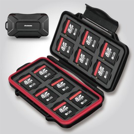 ハクバ HAKUBA ハードメモリーカードケース SD12 (SD/microSDカード用) 各12枚ずつ収納 レッド 耐衝撃 防塵 防滴 ABS樹脂製 シリコン製パッキン DMC-22SD12RD 4977187371567