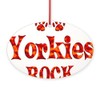 CafePress 2 Yorkie Oval Wood Ornament, 5.25" W x 3.5"