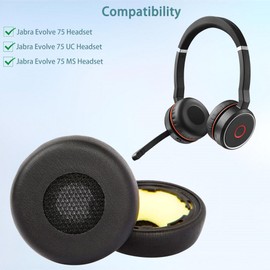 HAIZEEN Ear Pads Compatible with Jabra Evolve 75/75+ / 75 UC / 75 MS Headphones Ear Pads Replacement Cushion (Protein Leather/Memory Foam)