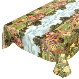 ANRO Oilcloth Tablecloth Oilcloth Tablecloth Country Village Yard Farm 120 x 140 cm