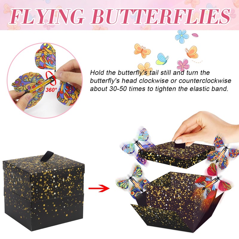 Rierousy Surprise Gift Box, Butterfly, DIY Explosion Box, Small, Explosion