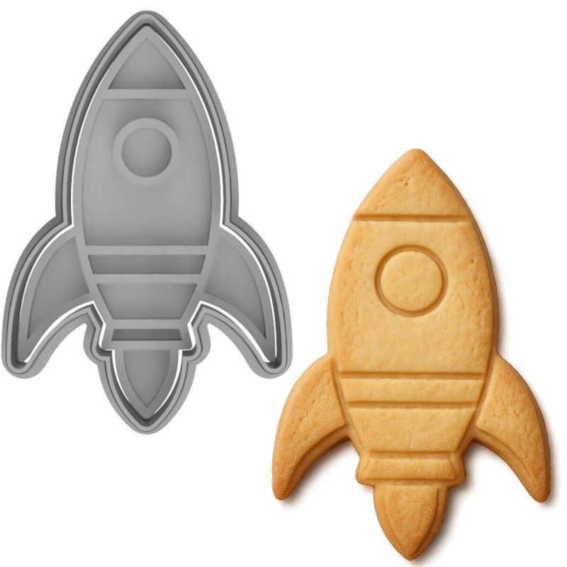 Mighty Gadget Space Rocket Cookie Cutter & Stamp Set, model