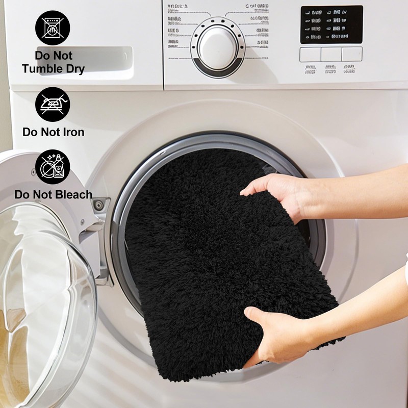 ATRUG Bathroom Rugs 24"x17", Black Extra Soft Absorbent Bath Mat,